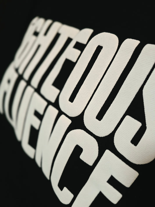 RIGHTEOUS INFLUENCE Black body with white letters