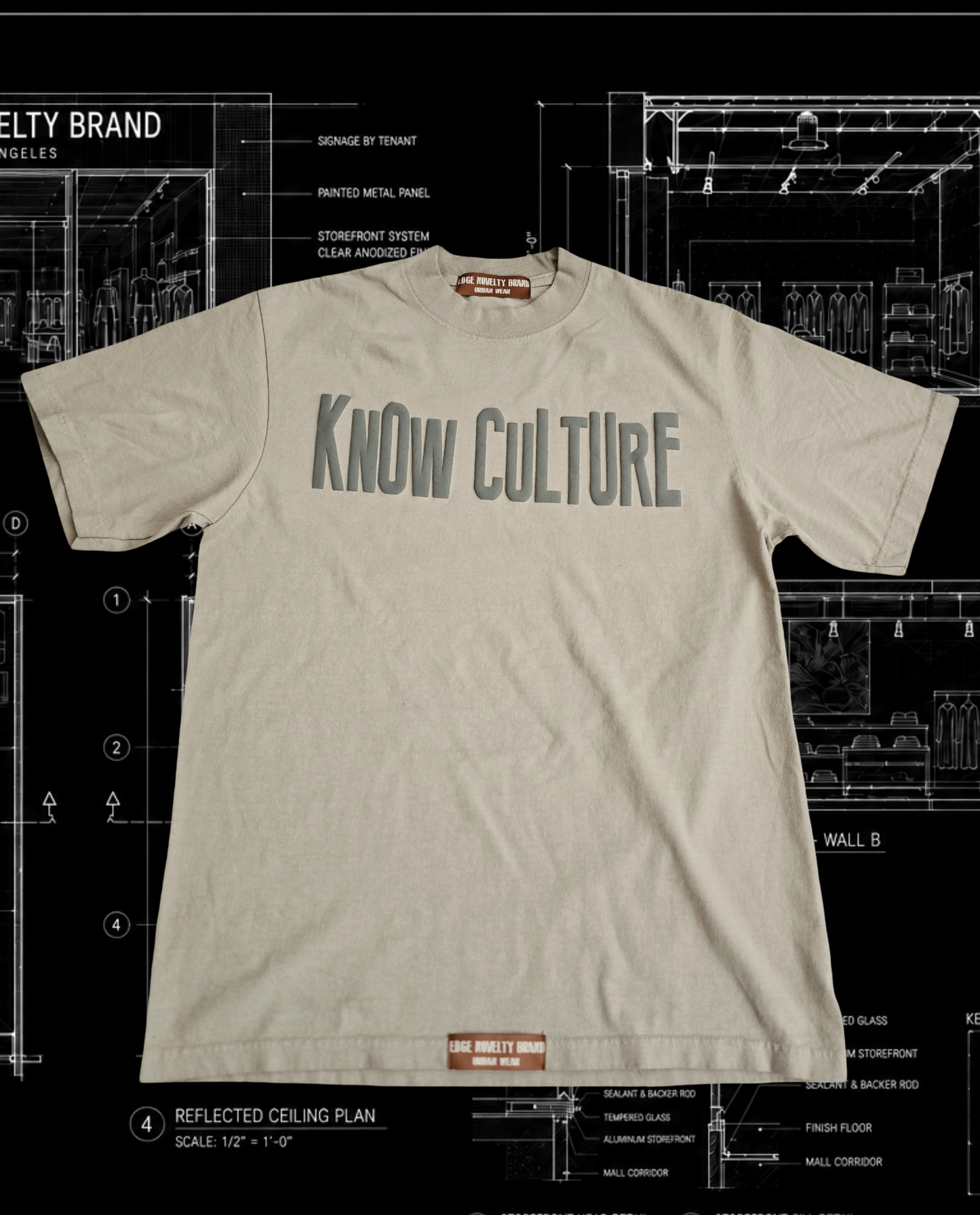 KNOW CULTURE SAND BODY WITH LIGHT GREEN LETTERS