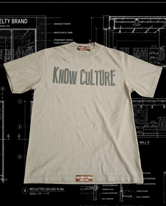 KNOW CULTURE SAND BODY WITH LIGHT GREEN LETTERS